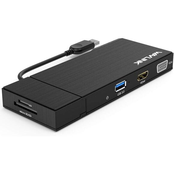 Wavlink Universial USB 3.0 Dual-Head Mini Docking Multi-Display HDMI/VGA - Picture 1 of 6